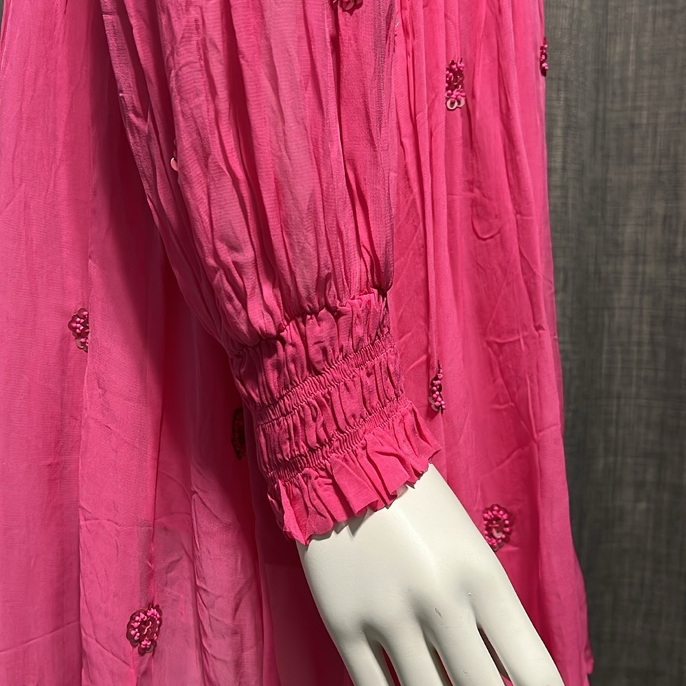 NWT Free People Party New Moon Beaded Chiffon Tunic Dress Pink, XS - Picture 7 of 16